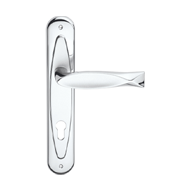 Fish Door Handle on Plate - Polished Ch
